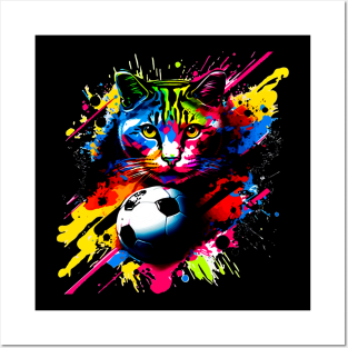 Soccer Cat - Soccer Futball Football - Graphiti Art Graphic Paint Posters and Art